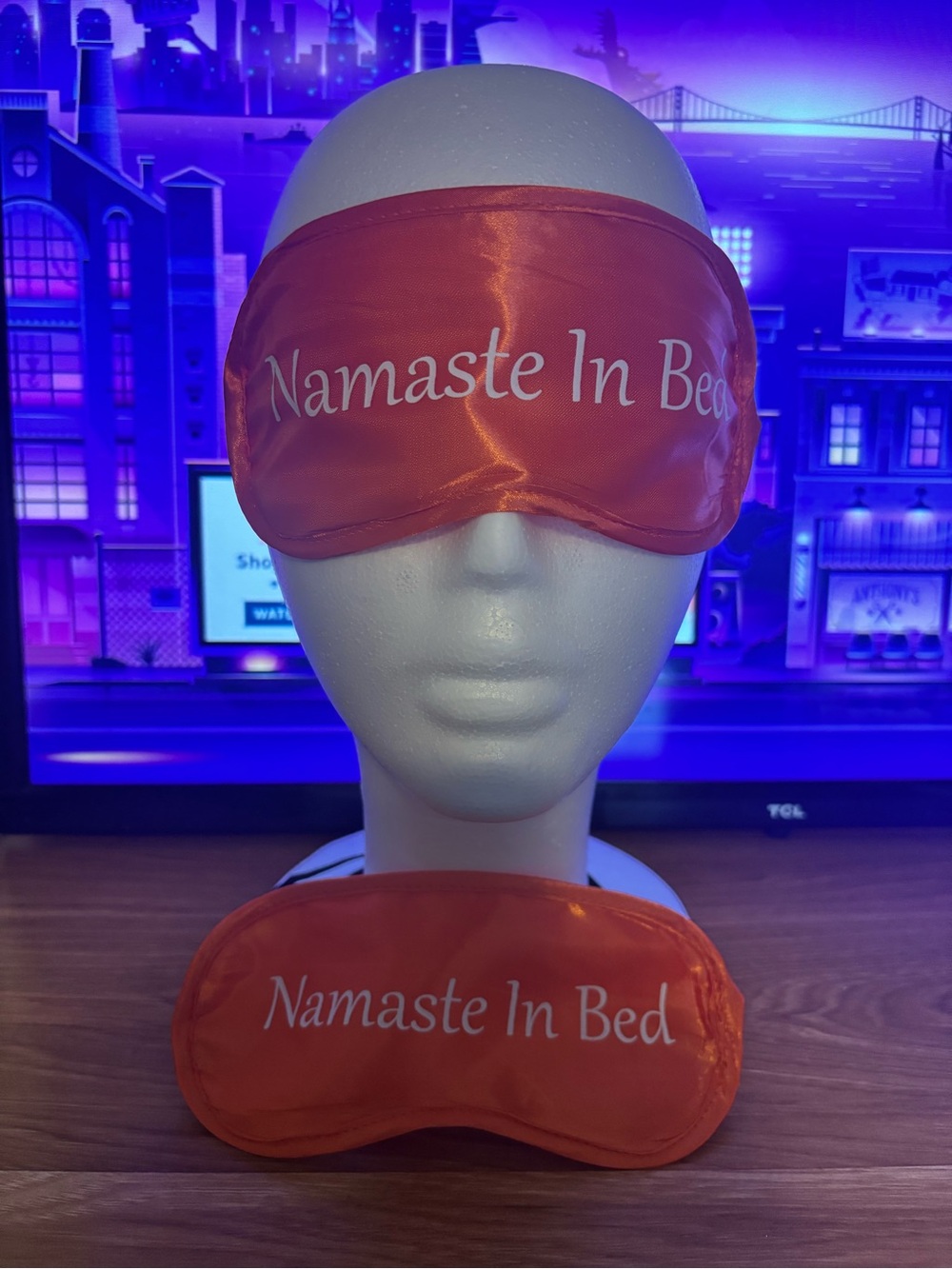 Silk Sleep Mask for Women - 'Namaste In Bed' Eye Mask in Orange